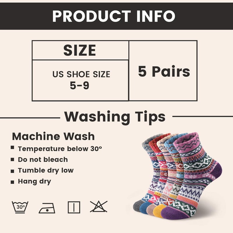 Clothclose Wool Socks - Winter Warm Wool Socks for Women Men, Soft Cozy Sock, Thick Knit Crew Boot Sock for Women Men - Image 5